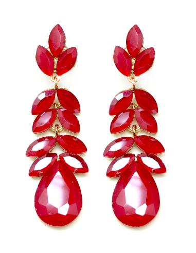 PENDIENTES LARGOS DE FIESTA DE CRISTALES ROJOS VENTA MADRID
