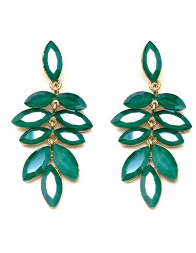 PENDIENTES LARGOS DE CRISTAL PARA  FIESTA VERDES TONO DE MODA Y FAVORECEDOR