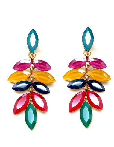 PENDIENTES LARGOS DE CRISTAL PARA  FIESTA COLORIDOS VENTA ONLINE Y MADRID