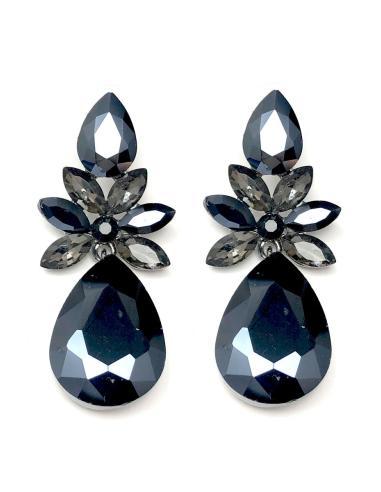 PENDIENTES LARGOS DE FIESTA NEGROS DE CRISTAL PARA BODAS