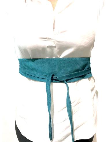 FAJINES PARA MUJER AZUL MAR DE PIEL ANTE