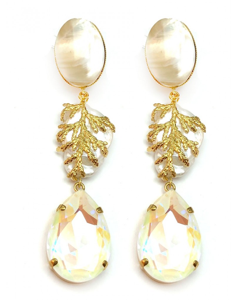 Pendientes barrocos de perlas Chapados en oro Perla de agua dulce blanca natural Joyería Pendientes Pendientes largos y de lágrima 