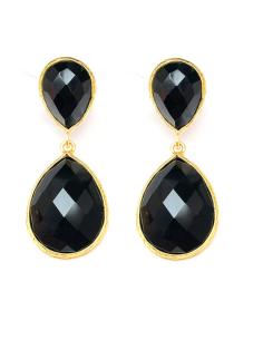 PENDIENTES NEGROS LAGRIMA DE PIEDRAS NATURALES  Y SEMIPRECIOSAS