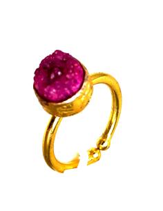 ANILLOS MUJER FUCSIAS CON PIEDRAS NATURALES BISUTERIA TENDENCIA