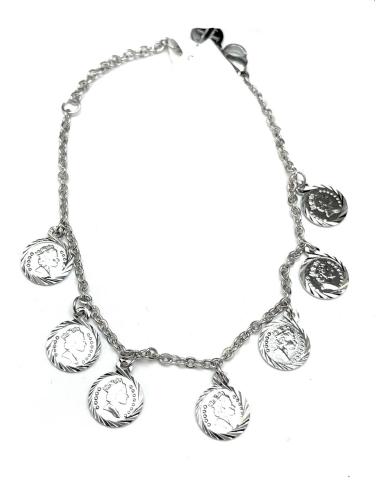 PULSERAS DE MUJER DE ACERO CON MONEDAS VENTA MADRID Y ONLINE