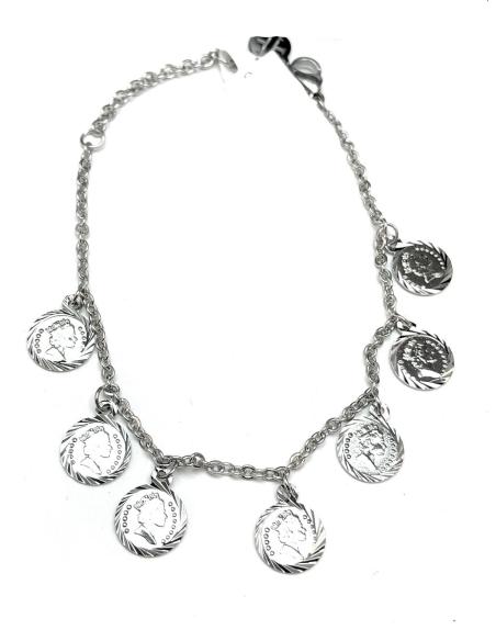 PULSERAS DE MUJER DE ACERO CON MONEDAS VENTA MADRID Y ONLINE