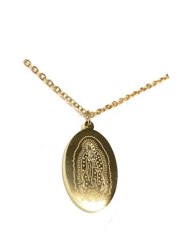 COLLARES DE MODA DE MUJER DE ACERO DORADO CON MEDALLA