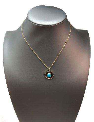 COLLARES DE MODA AZULES DE MUJER ACERO DORADO IDEAS PARA REGALAR
