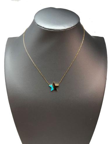 COLLARES DE MODA AZULES DE MUJER ACERO DORADO CON ESTRELLA BISUTERIA FINA