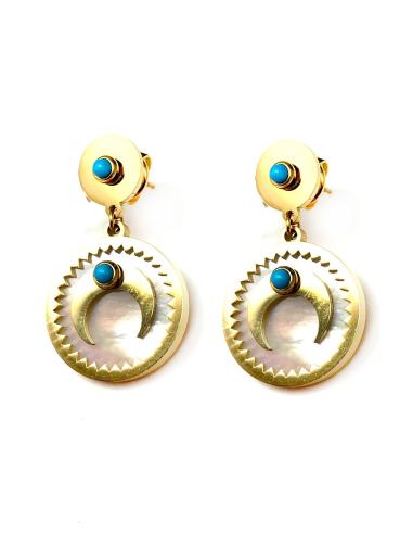 PENDIENTES DE NACAR DE BISUTERIA FINA ACERO DORADO DISEÑOS ORIGINALES MADRID Y ONLINE