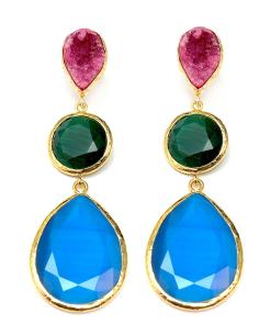 PENDIENTES LARGOS DE PIEDRAS NATURALES SEMIPRECIOSAS