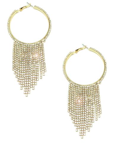 PENDIENTES MUJER DE ARO LARGOS BRILLO DE FIESTA Y BISUTERIA CON CRISTAL MADRID Y ONLINE
