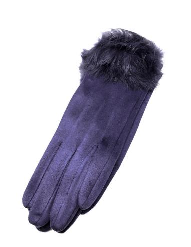 GUANTES DE PELO AZUL MARINO CORTOS DE ANTELINA VENTA MADRID
