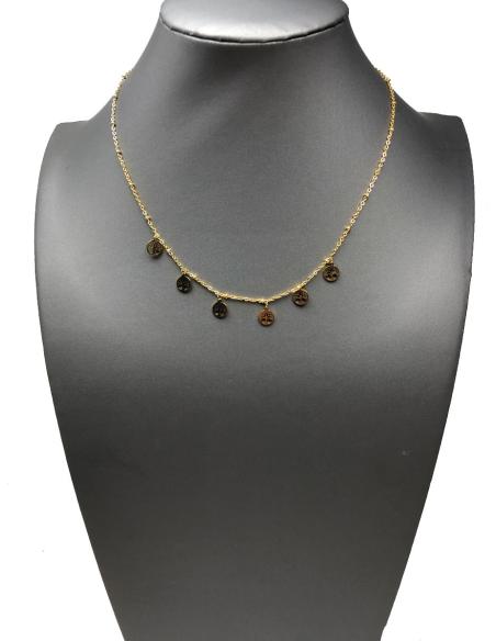 COLLARES DE BISUTERIA FINA CON ARBOLES DE LA VIDA DE ACERO DORADO
