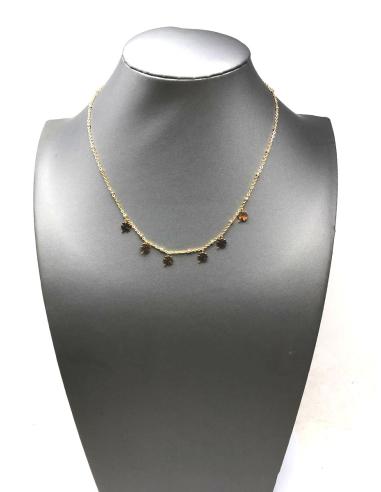 COLLARES DE BISUTERIA FINA CON TREBOL SUERTE ACERO DORADO