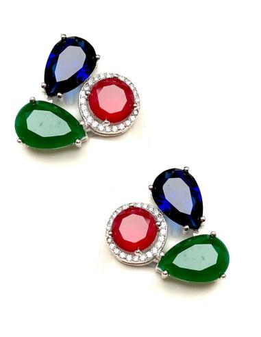 PENDIENTES MUJER DE PLATA CON CRISTALES DE COLORES ESPECIAL BODAS