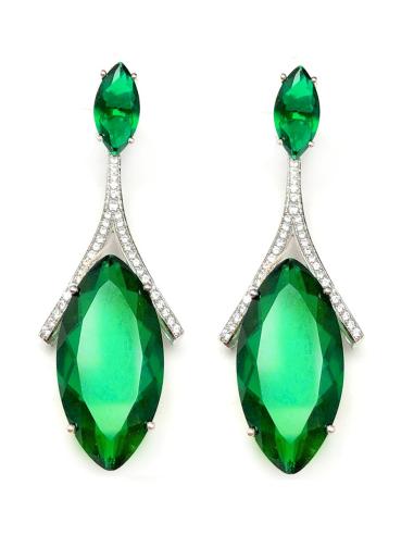 PENDIENTES PLATA LARGOS EMERALDA JOYERIAS MADRID ESPECIALIZADAS EN EVENTOS