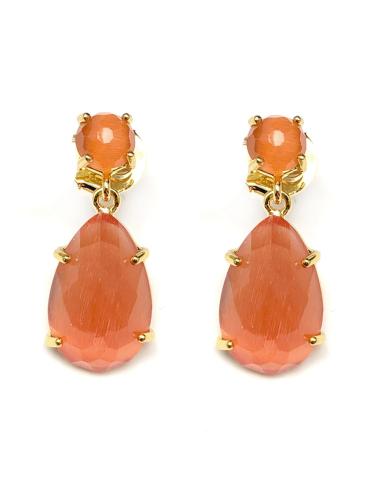 PENDIENTES NARANJAS DE MUJER ORO CHAPADO BISUTERIA FINA