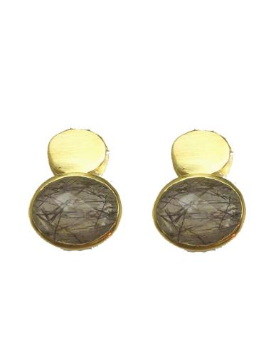 PENDIENTES MUJER PEQUEÑOS CUARZO RUTILO BISUTERIA FINA