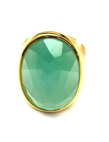 ANILLOS ONLINE GRANDES ORO CHAPADO EN VERDE AGUA ELEGANTES