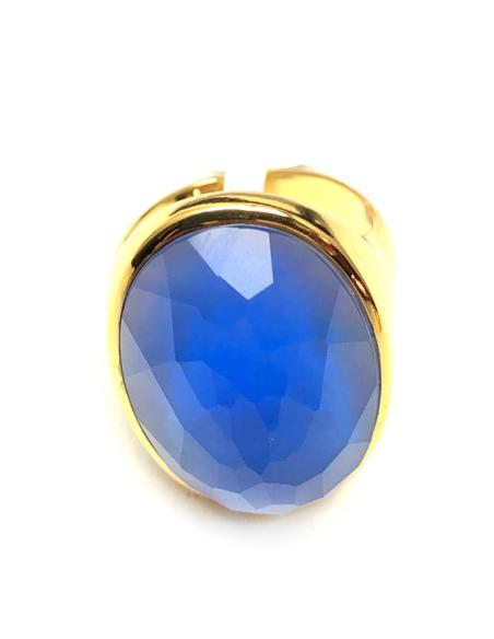 ANILLOS MUJER DE PIEDRA AZUL ORO CHAPADO BISUTERIA FINA ONLINE