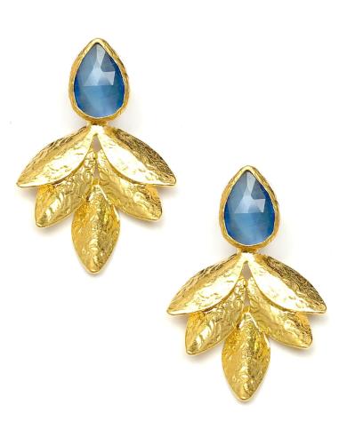 PENDIENTES MUJER PIEDRAS NATURALES OJO DE GATO AZUL JOYAS MADRID