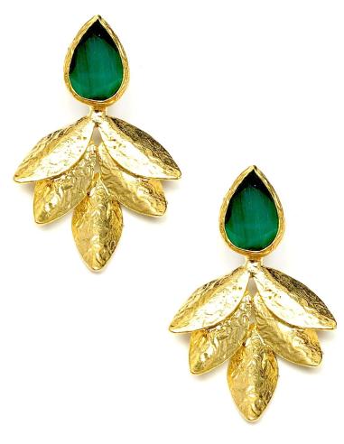 PENDIENTES MUJER PÌEDRAS VERDES CON DORADO, JOYAS ONLINE