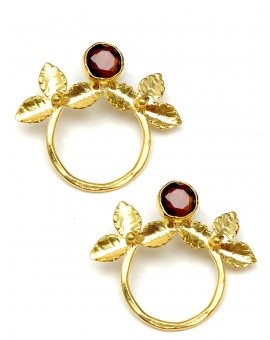 PENDIENTES ARO MUJER DORADO CON PIEDRAS MARRONES GRAN COLECCION