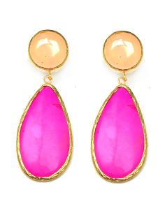 PENDIENTES MUJER FUCSIA DE LAGRIMA EN PIEDRA - ALTA BISUTERIA ONLINE