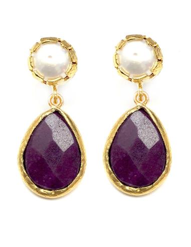 PENDIENTES ELEGANTES MUJER DE PIEDRAS GRANATES ALTA BISUTERIA ONLINE