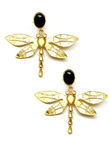 PENDIENTES MUJER TENDENCIA DORADO CON LIBELULA - BISUTERIA MADRID