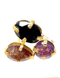ANILLOS MUJER TRES PIEDRAS DE COLOR CRISTAL CUARZO- ALTA BISUTERIA ONLINE