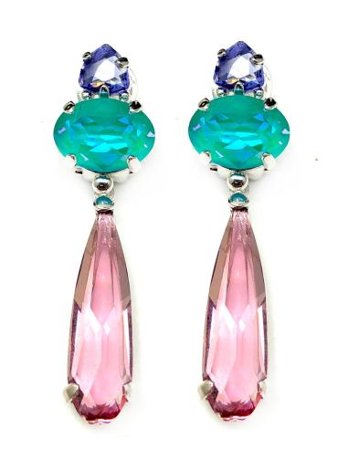 PENDIENTES MUJER LARGOS JOYERIA RODIO Y SWAROSVSKI PARA BODAS