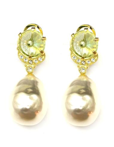 PENDIENTES MUJER JOYERIA PERLAS Y CRISTAL CITRINO SWAROVSKI