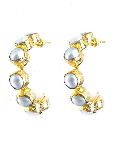 PENDIENTES ARO MUJER ANCHO CON PERLAS CULTIVADAS - JOYAS ONLINE