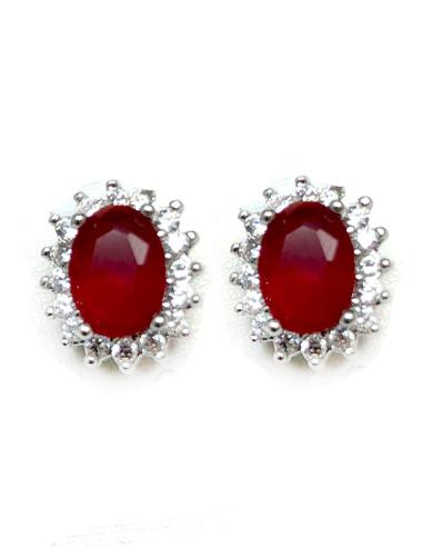 PENDIENTES MUJER DE BISUTERIA FINA EN RUBI  DE DISEÑO CLASICO