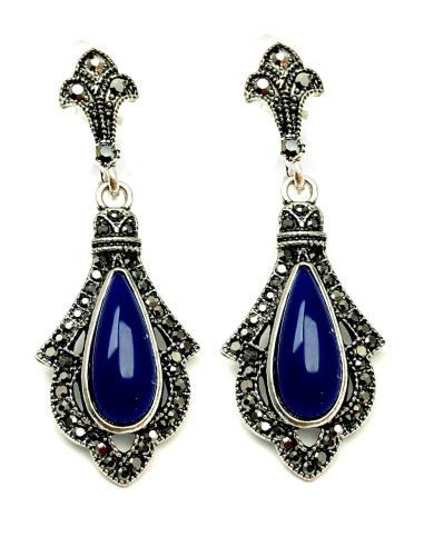 PENDIENTES DE MUJER LARGOS AZULONES DISEÑO ANTIGUO