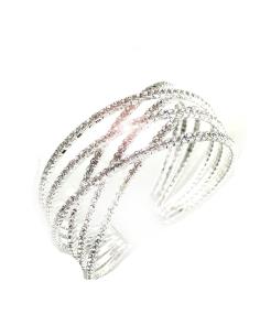 PULSERAS Y BRAZALETES  DE MUJER PLATEADAS CON PEDRERIA DE CRISTAL BISUTERIA FINA