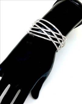 PULSERAS Y BRAZALETES  DE MUJER PLATEADAS CON PEDRERIA DE CRISTAL BISUTERIA FINA 2