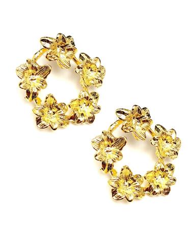 PENDIENTES MUJER DE FLORES CHAPADOS ORO - JOYAS MADRID