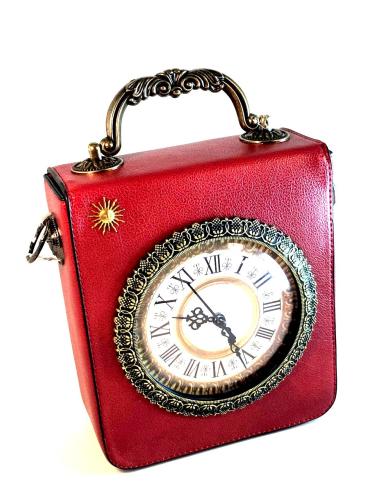 BOLSOS DE MUJER ROJOS DECORADOS CON RELOJ COMPLEMENTOS ONLINE