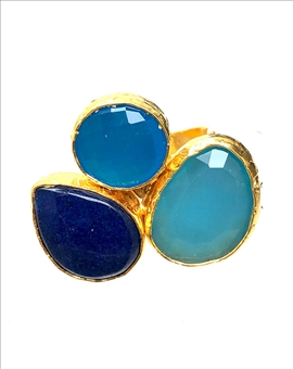 ANILLOS MUJER GRANDES DE PIEDRAS NATURALES AZULES - JOYAS PARA BODAS 2
