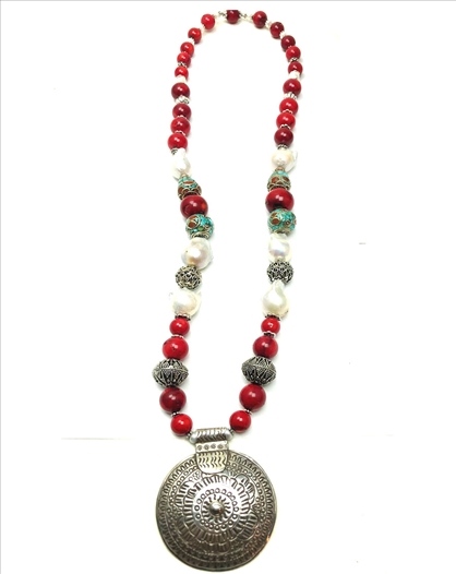 COLLARES PLATA MUJER LARGOS CORAL Y...