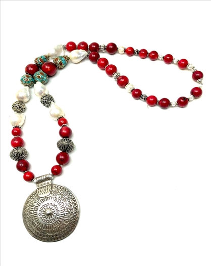 COLLARES PLATA MUJER LARGOS CORAL Y...