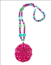 COLLARES MUJER LARGOS DE PIEDRA FUCSIA CON MEDALLON - JOYERIAS MADRID