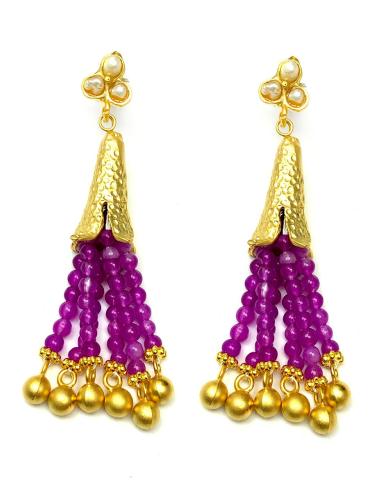 PENDIENTES MUJER DE CASCADA EN PIEDRAS FUCSIA - JOYAS MADRID