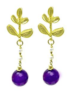 PENDIENTES MUJER PIEDRAS MORADAS AMATISTA - PENDIENTES BISUERIA Y JOYERIA