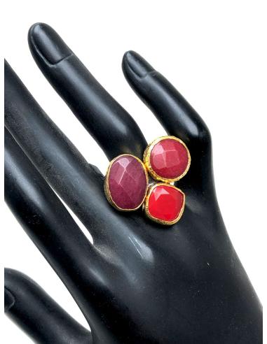ANILLOS MUJER GRANDES DE PIEDRAS NATURALES ROJAS - JOYAS PARA BODAS