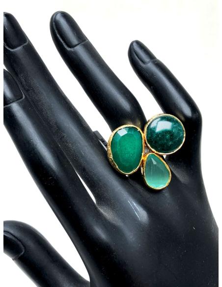 ANILLOS MUJER GRANDES DE PIEDRAS NATURALES VERDES - JOYAS PARA BODAS