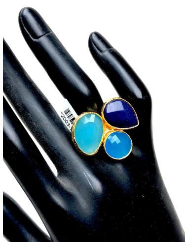 ANILLOS MUJER GRANDES DE PIEDRAS NATURALES AZULES - JOYAS PARA BODAS